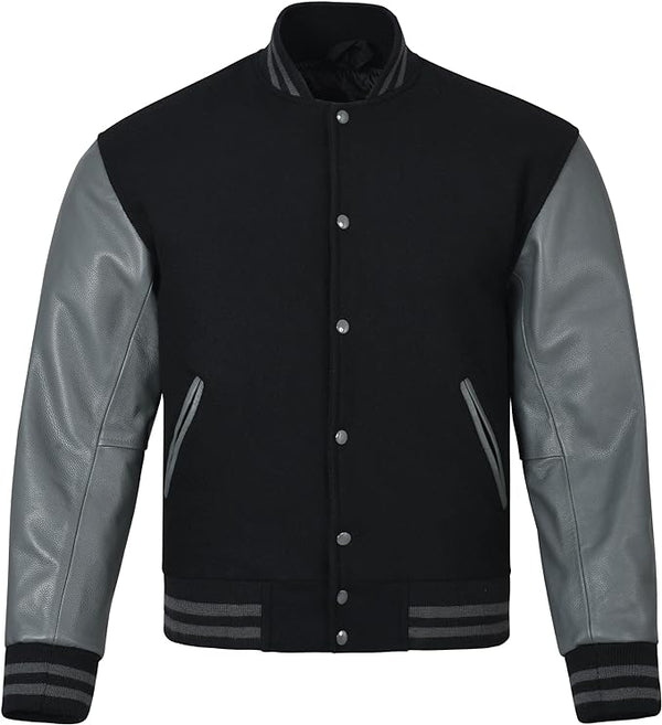 Mens Black and grey leather jacket